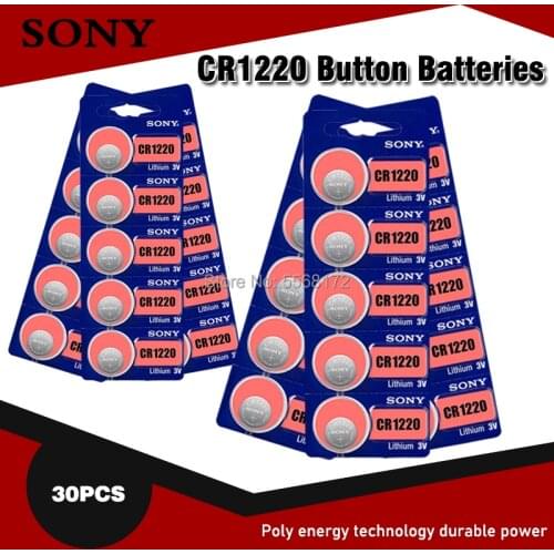 30PCS Sony CR1220 3V Lithium Button Battery BR1220 LM1220 DL1220 CR 1220 L04 Coin Cell Batteries For Watch Remote Toys