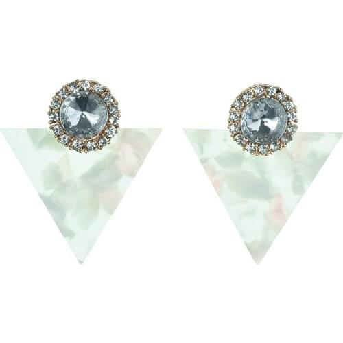BK Geometry style Earrings White Acrylic Crystal Resin Shining Ear Stud Woman Fashion Jewelry