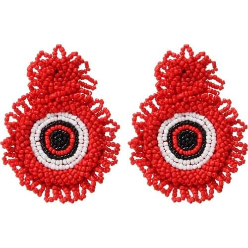 ROYALBEIER Bohemian Womens Handmade Beads Drop Earrings Fashion Round Statement Big Bead Pendant Jewelry Dangle Earrings