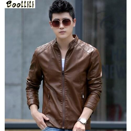 Boollili jackets men motorcycle leather jacket male spring autumn casual artificial leather plus size business mens coats
