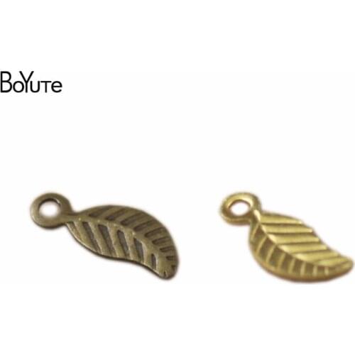 BoYuTe (1000 pieces/lot) 3*9MM Metal Brass Stamping Leaf Charms for Jewelry Making