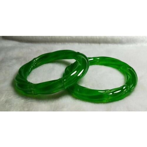 58mm VINTAGE HAND-CARVED CHINESE green JADEITE JADE BANGLE BRACELET