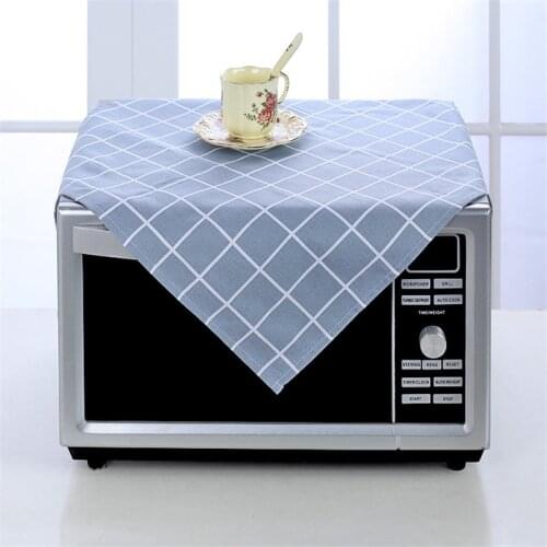 Microwave Oven Covers Cotton Canvas Microwave Dust Cover Toaster Cover Plaid Cloth Cover Dust Cloth For Home Decoration