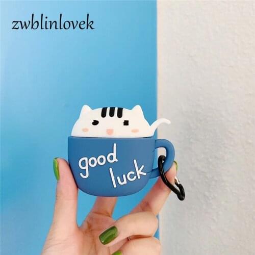 For airpods 1 2 pro case cute cartoon kitten headphone cover cat mug for air pods3 case protect wireless headset cover