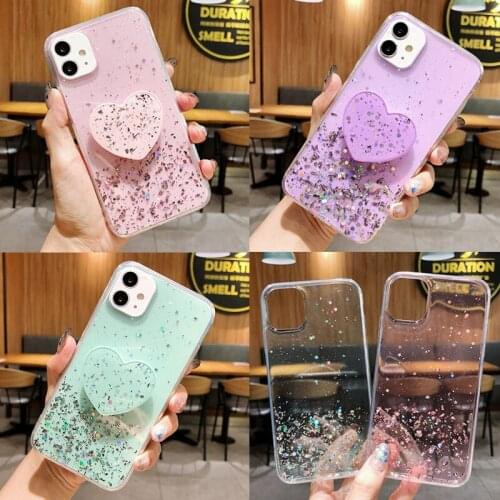 Bling Star Glitter Clear Case for Xiaomi Mi 10 CC9 Pro Note 10 Poco X2 F2 Redmi Note 9 Pro Max 8T 9S K30 With Stand Holder Cover