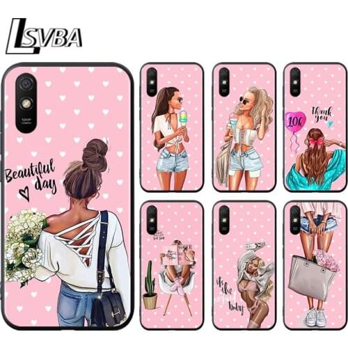 Woman Girl Mom Baby for Xiaomi Redmi 10X Pro 9C 9A 9T 9 GO K40 K30 Ultra K20 8 7 S2 6 5 4X Pro Soft Black Phone Case
