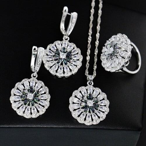 Funmode Colorful Flower Design Pendientes Small African Jewelry Set for Women colar feminino Wholesale FS175