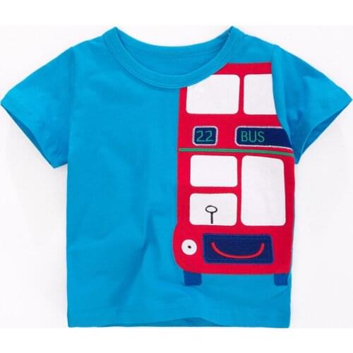 Little Maven New Summer Kids Sky Blue O-neck Appliques Short-sleeved Cotton Knitted Boys 2-7yrs Casual Cool Tshirts Tops
