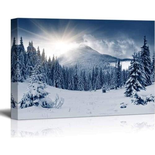 Modular Prints Painting Living Room Wall Art 1 Piece Winter Mountain Snow Covered Trees Nature Canvas Poster Home Decor Pictures