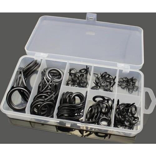 75 Packed Fishing Rod Guides Set Tip Repair Kit High Carbon Steel Fishing Set
