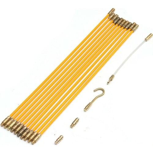 4mm 33cm Conduit Guide Device Push Cabling Rods Tool Wall Connectable Duct Wire Threader Fiberglass Fish Tape Set Cable Puller
