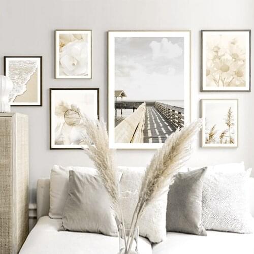 Beach Reed Flower Bridge Mountain Quotes Wall Art Canvas Painting Nordic Posters And Prints Wall Pictures For Living Room Decor