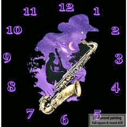 New Arrival Wall Clock Diamond Painting Music Icon Full Square / Round Rhinestone 3D Mosaic Diamond Embroidery 40x40cm