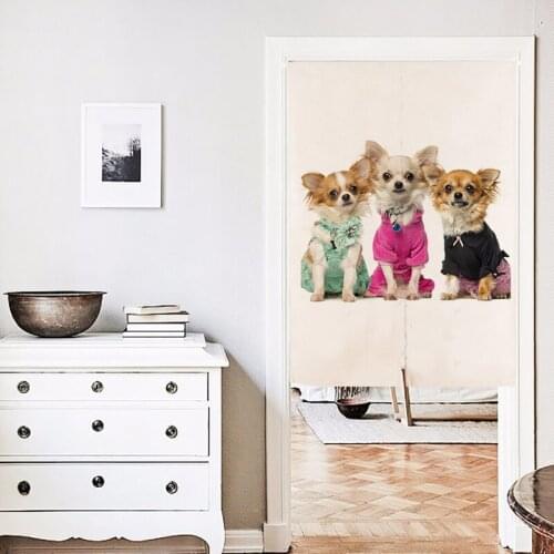 Cute dogs printed New Linen NOREN Japanese Style Door Curtain 85x120cm/85x90cm