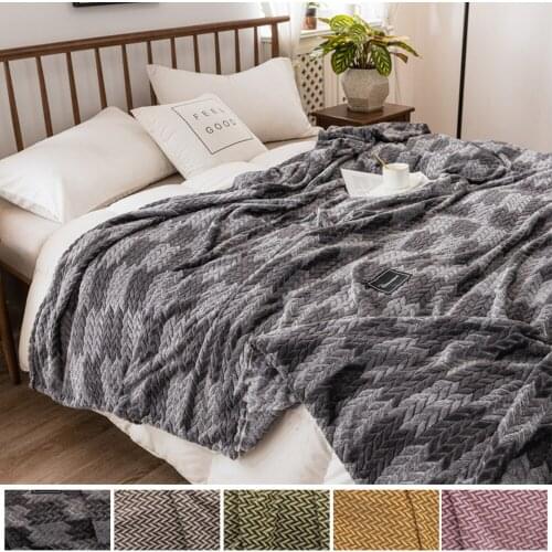 1Pcs European-style Soft Polyester Yarn-dyed Jacquard Milk Fleece Blanket Sofa Bed Thick Throw Blanket Siesta Blanket Gift