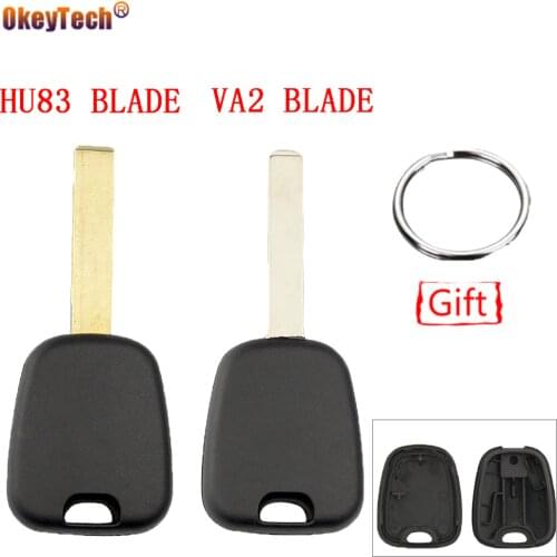 OkeyTech No Logo Car Key Shell Case Cover For Citroen C3 C4 C5 For Peugeot 206 207 307 No Logo HU83/VA2 Blade With Ring Gift