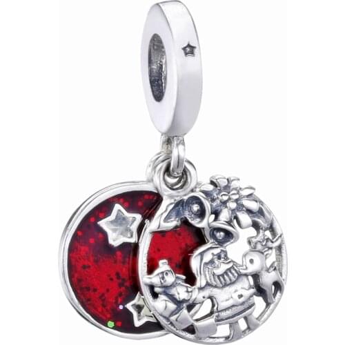 Original Red Enamel Santa Love Peace Joy Pendant Beads Fit 925 Sterling Silver Bead Charm Bracelet Bangle Diy Jewelry