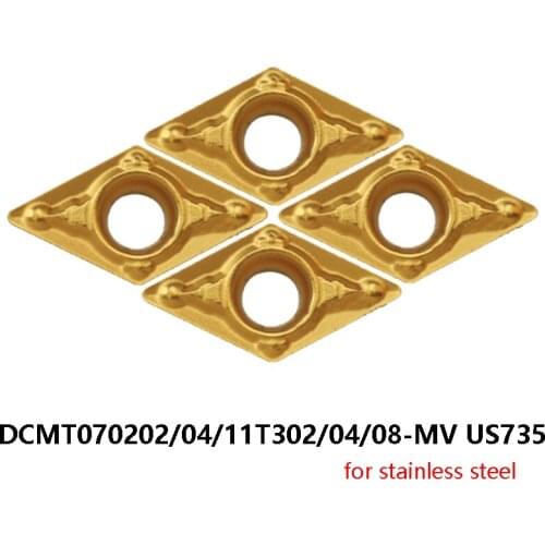 Carbide Inserts for Stainless Steel DCMT070202 DCMT070204 DCMT11T302 DCMT11T304 DCMT11T308 MV US735 DCMT CNC Turning