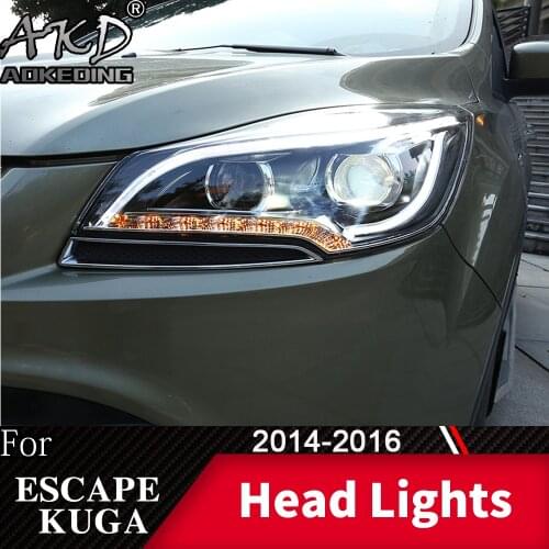 Head Lamp For Car Ford Escape Kuga 2014-2016 Headlights Fog Lights Day Running Light DRL H7 LED Bi Xenon Bulb Car Accessory