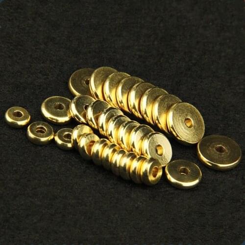 20PCs High Quality 4mm 6mm 8mm 10mm Flat Round Brass Copper Spacer Beads Wholesale for DIY Jewelry Making, Hole: 2mm, Thick: 2mm