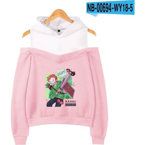 Popular Dreamwastaken Hoodie Fashion Pink+White Off-the-shoulder hooded Casual Women Girls Sexy Sweatshirts