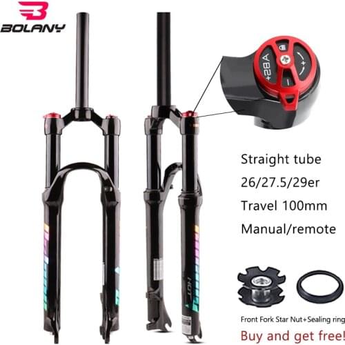 Bolany Suspension MTB Fork 26/27.5/ 29 Aluminum Alloy Air Straight Quick Release Forks For Bicycle Accessories