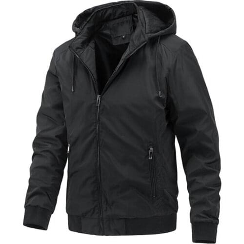 Nice Hot Sale Men Windbreaker Jacket Hooded Casual Sport Coat Autumn Zipper Softshell Bomber Jacket Male Brand Clothing