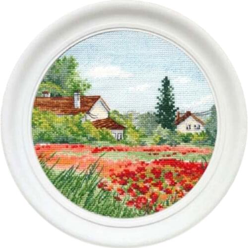 Handmade Cross Stitch C1530 Country Cottage Landscape Precision Printing Kit Fishxx Embroidery