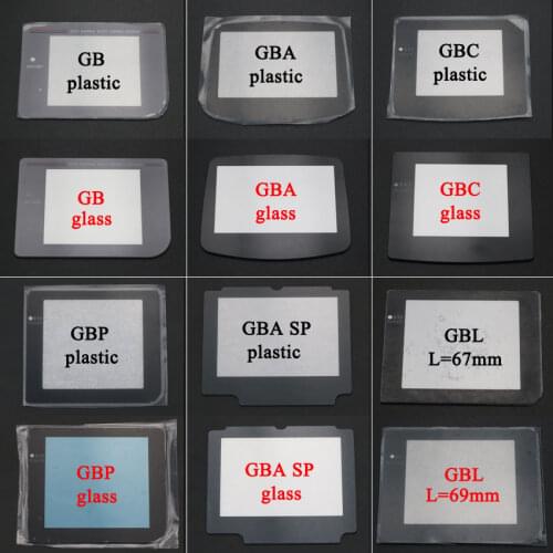 YuXi New Plastic Glass Screen Lens For Gameboy Color Advance For GB GBA SP GBC GBL GBP Lens Protector W/ Adhensive