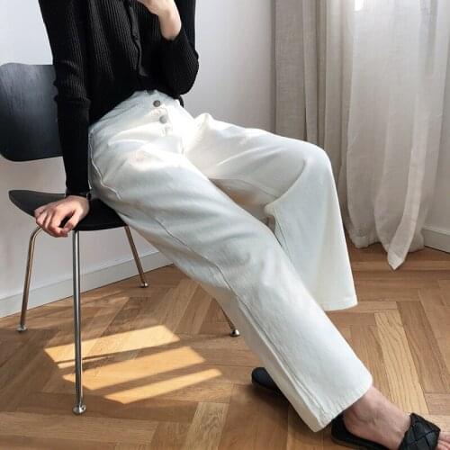 High Waist Jeans Womens Fashion Straight Single-breasted Baggy Jeans Woman 2021 Korean Mom Jean Femme Vaqueros Mujer