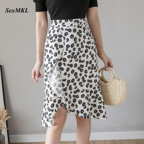 Women Summer Floral Printed Skirts 2020 Fashion High Waist Ruffles A Line Skirt Korean Clothes Ladies Chiffon Casual Short Skirt