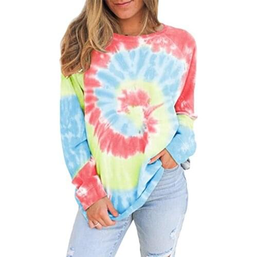 Women Long Sleeve Tie Dye Hoodies Ladies Autumn Casual Loose Tops New Fashion Leisure Pullover Sweatshirt Street Harajuku Cloth
