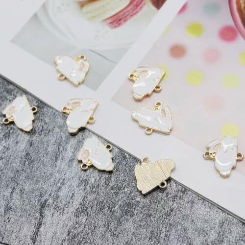 10pcs/Lot White Rabbit Diy Handmade Oil Enamel Charms Design for Jewelry Making Earring Bracelet or Necklace