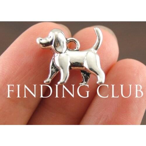 10 pcs Silver Color 3D Puppy Dog Charm DIY Metal Bracelet Necklace Jewelry Findings A1104