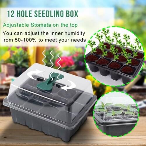 12 Hole Plant Seed Grow Box Nursery Seedling Starter Indoor Garden Yard Tray Hot Green House Seeding Box with Hole Seedling Box