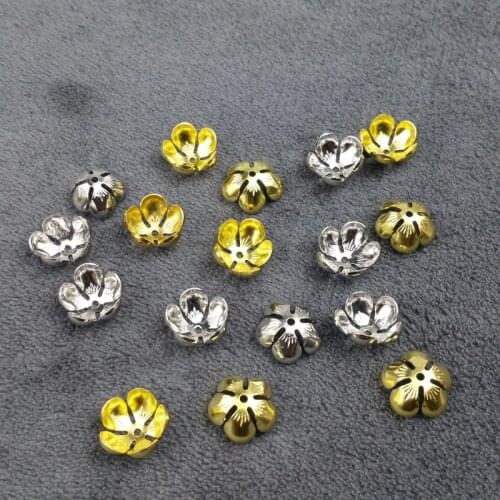 20pieces / lot 5x13mm brass color copper beads cap Slice Charms base Setting Jewelry DIY Components Findings