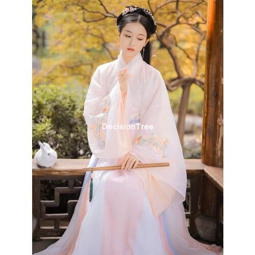 2021 hanfu women dress dance costume traditional chinese folk dress adult girl embroidery elegant fairy stage wear performance
