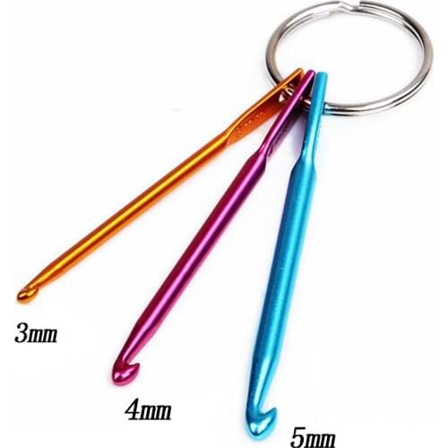 3pcs/set Aluminum Crochet Hooks Key Chain Weaving Tools Knitted DIY Sewing Needles Hooks