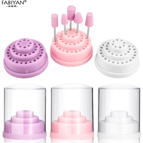 48 Holes Nail Art Drill Bits Holder Exhibition Stand Display Empty Container Storage Box Acrylic Cover Manicure Tools 3 Colors