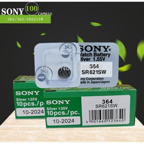 100Pc For Sony 621 Watch Battery AG1 LR621 sr621sw 364A 1.5V LR60 Silver Oxide Button Cell Battery Single grain packing
