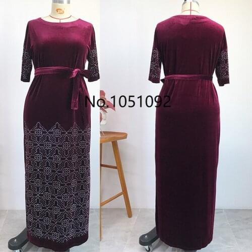 Velvet African Dresses For Women 2021 Spring Africa Clothing Muslim Long Maxi Dress High Quality Fashion African Dress For Lady