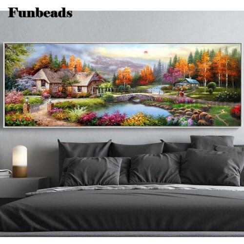 Large size diamond embroidery house 5d diamond painting full square drill fantasy life daimond mosaic village landscape FF4267