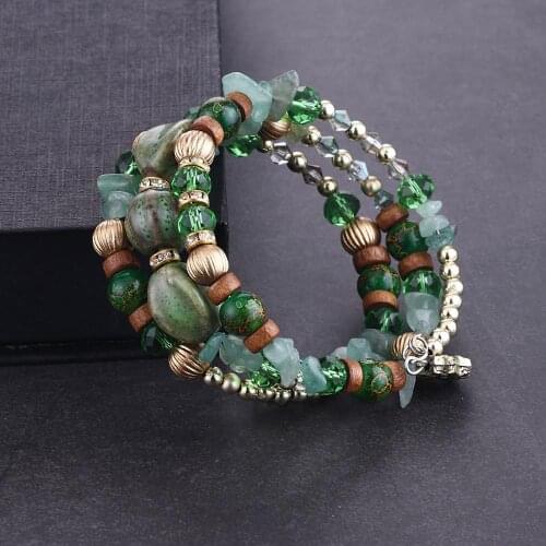 Multilayer Natural Stone Beads bracelets for women Crystal Beaded Chain Bangles charm bracelet fashion boho Jewelry friends gift