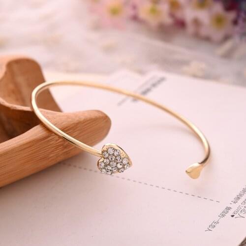 Trendy Tie Knotted Open Cuff Bangle Gold Heart Initial Charm Bracelets Wire Love Bangles for Women