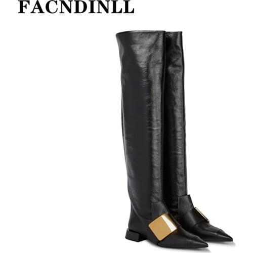 Brand Autumn Winter Warm Boots Shoes New 2021 Fashion Stretch Boots Low Square Heel Pointed Toe Black Knee High Boots Size 34-43