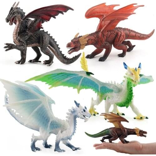 Childrens Simulation Solid Dinosaur Model Doll Wild Animal Plastic Flying Dragon Dinosaur Toy Ornaments Collection