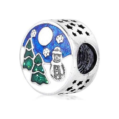 DIY Fits for Pandora Charms Bracelets Snowy Wonderland Beads with Mixed Enamel 100% 925 Sterling-Silver-Jewelry Free Shipping
