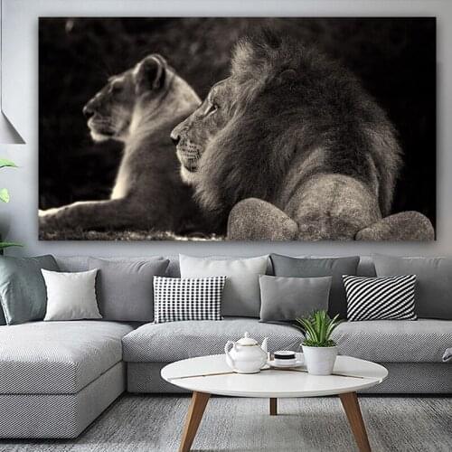 Modern Black Lion Animal Posters and Prints Poster Canvas Painting Wall Art Pictures for Living Room Cuadros Home Office Decor