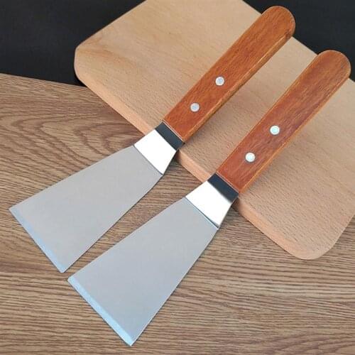 Stainless Steel Fried Shovel Wooden Handle Hollow Steak Shovel Fish Spatula Slotted Turner Shovel Kitchen Cooking Tools