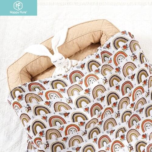 Happy Flute 1Pc Muslin 100% Cotton Baby Swaddles Soft Newborn Blankets Black White Gauze infant wrap